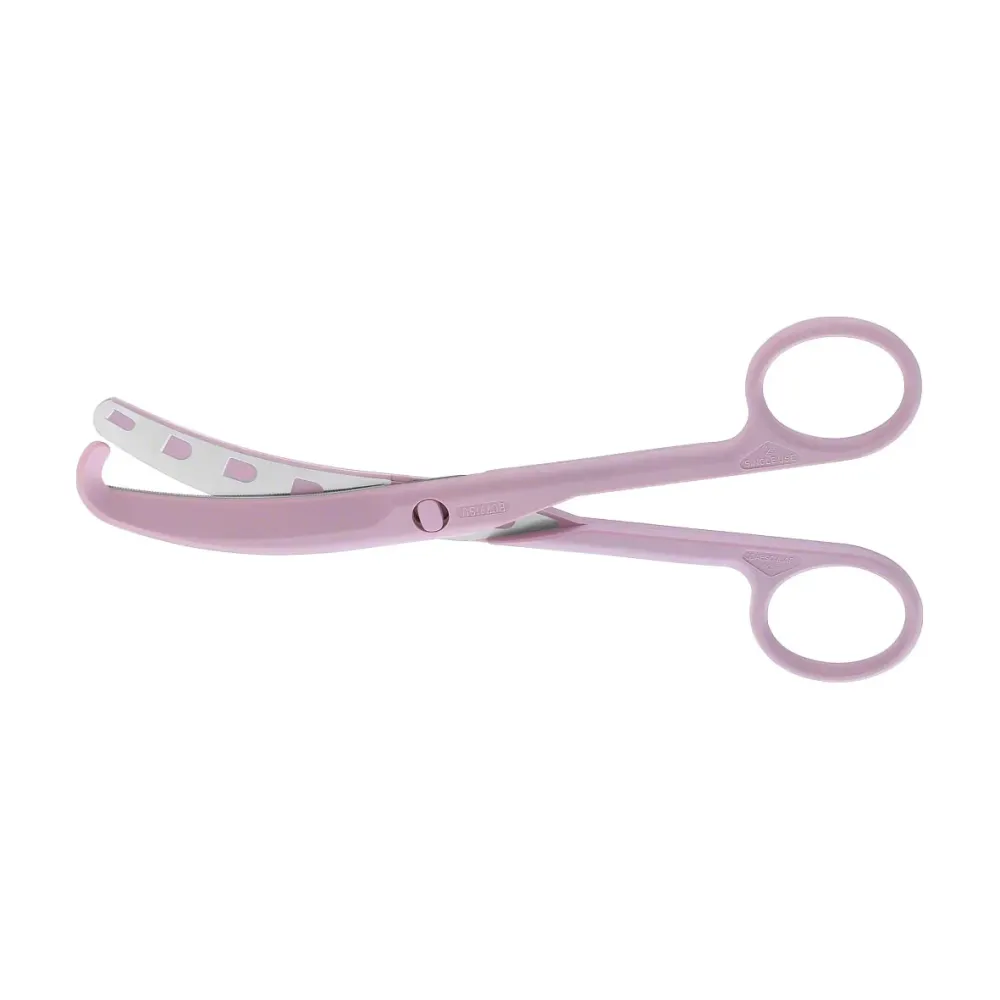Aesculap SUSI Nabelschnurschere, gebogen, stumpf, 160 mm, rosa, steril, einweg
